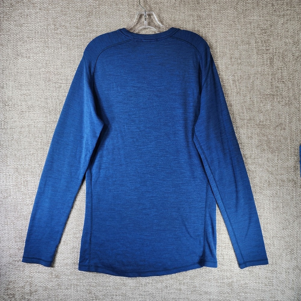 Smartwool Long Sleeve Baselayer Shirt Mens L Blue 100% Merino Wool Tee Top - Picture 8 of 12